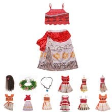 Princess Moana Costume Set with Necklace Little Girls Vaiana Adventure Cosplay Fancy Dress Up Outfit Children Party Clothes 2024 - buy cheap