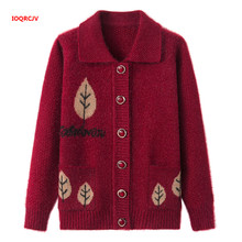 Suéter de punto para mujeres de mediana edad, chaqueta holgada de talla grande 4XL, de otoño, con un solo pecho, W1094 2024 - compra barato