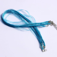 Cordão de organza ajustável de 18 polegadas 4mm, laço de colar azul de lago com fecho lagosta para colar diy 2024 - compre barato