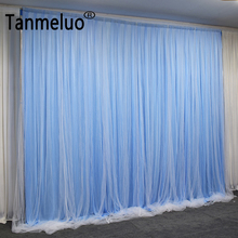 3x3M net fabric curtain backdrop wedding background double layer for stage event party decoration 2024 - buy cheap