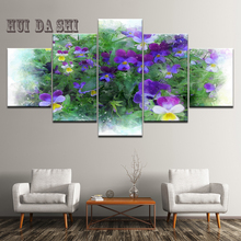 Purple flower Picture HD Print watercolor Poster 5 Pieces Abstract Canvas Wall Art Painting Living Room Home Decor Framework 2024 - buy cheap