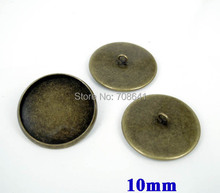 Bases de cabujones de Estilo Vintage antiguo de bronce vacío, ajuste de botones de bucle trasero con borde circular y bisel, 10mm, resultados blanco por mayor 2024 - compra barato