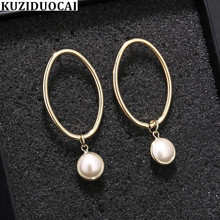 Kuziduocai-Pendientes de gota con perlas para mujer, joyería Punk que no se decolora, con forma de gota, E-74 2024 - compra barato