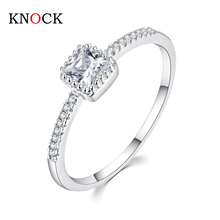 KNOCK высокое качество классическое обручальное кольцо квадратный дизайн AAA белый циркон для женщин обручальное кольцо CZ кольца ювелирные изделия 2024 - купить недорого