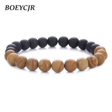 BOEYCJR-pulsera de cuentas de piedra Natural para hombre, brazalete con diseño de madera, joyería de moda, regalo 2024 - compra barato