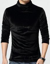 Ótimo! Roupas masculinas de veludo, camiseta com gola alta fina, dourada, veludo, básica, traje cantor, nova, 2016 2024 - compre barato