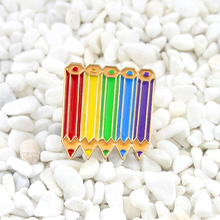 Beautiful colored pencil brooch New shiny stationery for the new week Art rainbow brooch Denim backpack badge Painting kids gift 2024 - buy cheap