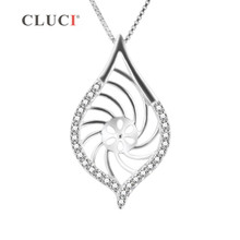 CLUCI 925 Sterling Silver Pendant Mounting for Necklace Making to match Pearl Simple and Style Fine Jewelry for Women SP229SB 2024 - buy cheap