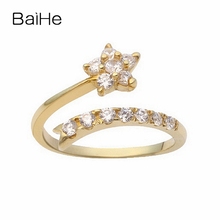 BAIHE Solid 18K Yellow Gold 0.40ct Round Engagement Natural Diamonds ring for Women Trendy Fine Jewelry Engagement Star Ring 2024 - buy cheap