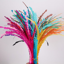 Multiple Colors 100Pcs/Lot Colored 25-30Cm Shaped Loose COQUE ROOSTER TAIL FEATHERS Long Feathers for Fascinator Hats Millinery 2024 - buy cheap