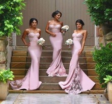 Женское кружевное платье подружки невесты, розовое элегантное кружевное платье в пол без рукавов, вечернее платье для невесты, 2018 2024 - купить недорого