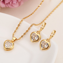 Bridal Jewelry Sets love Heart White Blue Green Cubic Zircon Earring crystal pendant necklace Jewelry Sets for Women gift charm 2024 - buy cheap