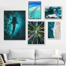 Carteles nórdicos de árbol de tiburón marino, cuadros sobre lienzo para pared de paisaje, imágenes para sala de estar, decoración del hogar escandinava 2024 - compra barato