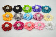 girl rhinestone silk flower DIY Layered satin ribbon flower hair shoes dress wedding accessories 150pcs/lot 2024 - buy cheap