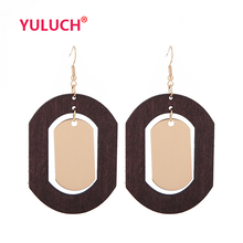 YULUCH-pendientes colgantes de madera para mujer, accesorio de aleación, joyería llamativa, el último y el más vendido 2024 - compra barato