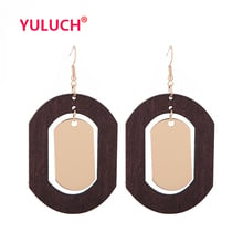 YULUCH The Latest Best-selling Fashion Woman Wooden Earrings Hanging Alloy Accessories Drop Earrings Jewelry Statement Earrings 2024 - buy cheap