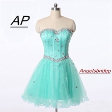 Angelsbridep querida curto/mini vestido de baile 2021 para a formatura cristais brilhantes ocasião especial vestidos de festa rendas-up 2024 - compre barato