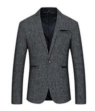 Твидовый блейзер для мужчин, повседневный приталенный пиджак, винтажное пальто, деловой классический блейзер, свадебный костюм на одной пуговице 2024 - купить недорого