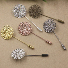 25mm Blank Filigree Circle Flower Brooch Pins w/ a Stopper Hat Pins Safety-pin Settings Multi-color Brooches Bases Findings 2024 - buy cheap