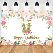 MOCSICKA Birthday Party Backdrop for Photography Flower Background Pineapple Prop Supplies for Photo Studio Computer printed 2024 - buy cheap