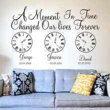 Custom Name Kids Birth Date Wall Decal Kids Room Bedroom A Moment In Time Changed Our Lives Clock Wall Sticker Vinyl Nursery Art 2024 - buy cheap