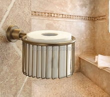Soporte de papel higiénico montado en la pared de baño de latón antiguo rollo tejido cesta Wba027 2024 - compra barato