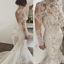 Saudi Arabic Bridal Dresses Full Sleeve Vestido De Noiva 2018 Wedding Gowns Wedding Gown Appliques White Beaded Lace 2024 - buy cheap