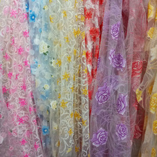 organza bling fabric thin with flower prints curtain tulle material decoration fabric 1 yard 2024 - buy cheap