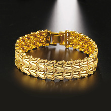 Толстый Браслет-цепочка на запястье для женщин и мужчин, желтое золото, модный браслет, ювелирное изделие, 7,87 дюйма 2024 - купить недорого