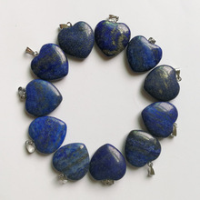 Fashion Good quality Lapis lazuli 20mm heart Natural stone pendants Charm Jewelry Love pendant for jewelry making 12Pcs/lot 2024 - buy cheap