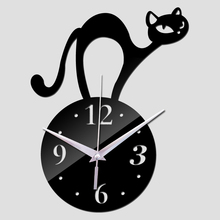 new hot mirror sticker 3d acrylic wall clock home decor modern large poster kitchen animal cat clocks 2024 - buy cheap