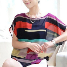 Horizontal Stripe Shirt Streetwear Translucent Shirt Vetement Femme 2021 Chiffon Color Block T Shirt Street Wear Xxxl Women Bluz 2024 - buy cheap