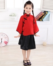2020 Girl Dresses Spring Summer Children Qipao Chinese New Year Cheongsam Girls Clothes Outfits Cotton&Linen Chi-Pao Set 2024 - buy cheap