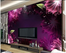 beibehang Custom 3d stereo wallpaper beautiful purple flower murals TV backdrop wall paper living room waterfall mural wallpa 2024 - buy cheap
