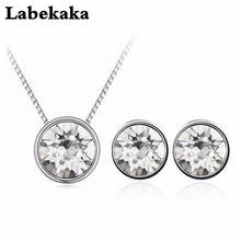 Labekaka embellished with Crystal from Swarovski Round Pendant Necklace Stud Earrings Set For Women Jewelry Set Mother'S Gift 2024 - buy cheap