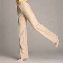 Free Shipping New Arrival High Quality Women's Full length Full Cotton and Linen Pants Mid Waist Big Straight Loose Trousers 2024 - buy cheap