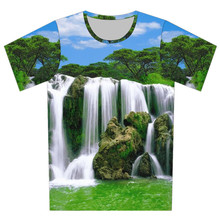 Camiseta con estampado de árbol de coco para niños y niñas, ropa con estampado 3D de cascada, Sunny Love Island, para verano de 4 a 20 años 2024 - compra barato