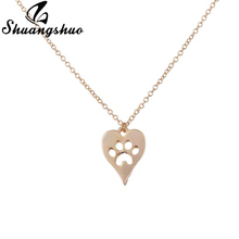Shuangshuo Dog Paw Heart Necklace for Women Spring Style Animal Pet Puppy Palm Paw Mark Print Necklaces & Pendants Party Gifts 2024 - buy cheap