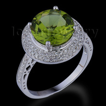 Best Sale Diamond Jewelry Solid 14Kt White Gold Crystal Peridot Wedding Ring Round 10mm WR0015 2024 - buy cheap
