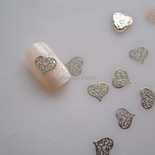 Adesivo de metal para arte em unhas com 100 peças, adesivo prata, coração, arte em unhas, decoração, não-adesivo 2024 - compre barato
