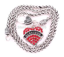 New Arrival Lobster Claw Wheat Link Chain crystals heart SURVIVOR necklace 2024 - buy cheap