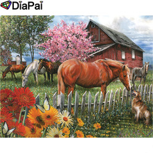DIAPAI Алмазная картина 5D DIY 100% полностью квадратная/круглая дрель "лошадь цветок собака" Алмазная вышивка крестиком 3D декор A24431 2024 - купить недорого
