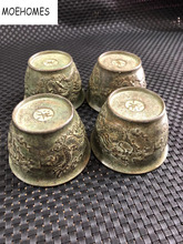 MOEHOMES-cuenco de cobre antiguo de china, taza de vino y té, Bronce Antiguo, tallada Qing/Ming Dynasty, 4 Uds. 2024 - compra barato