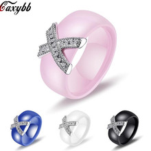 New Brand White Black Fashion Jewelry Women Ring With AAA Crystal 8mm Ceramic Rings For Women Men 2024 - buy cheap