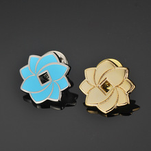 Factory wholesale flower shape metal badge back butterfly buckle electroplated gold badge 2024 - buy cheap