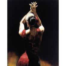 Linda arte em tela para mulher dançando pessoas arte pintura a óleo dançarino de chamas em vermelho figuras pinturas pintadas à mão 2024 - compre barato