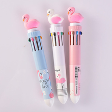 Kawaii 10 Color Gel Pens Cute Stationery Cartoon Flamingo Ball Pen New Style Student Color Pens School Office Supplies Cute Pen 2024 - buy cheap