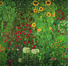 frameless paintings pastoral canvas paintings masterpiece reproduction Farm Garden with Sunflowers, c.1912  By Gustav Klimt 2024 - buy cheap