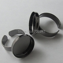 Definições de anel aberto em branco com copos redondos e profundos, base de cabochão, achados anéis diy para fazer joias em metal preto banhado a bronze 2024 - compre barato