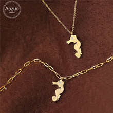 Aazuo, настоящее Ювелирное Украшение с бриллиантом, 18 К, животное, гиппокамп, кулон с цепочкой, браслет, ожерелье, подарочное для детей, для женщин, Au750 2024 - купить недорого